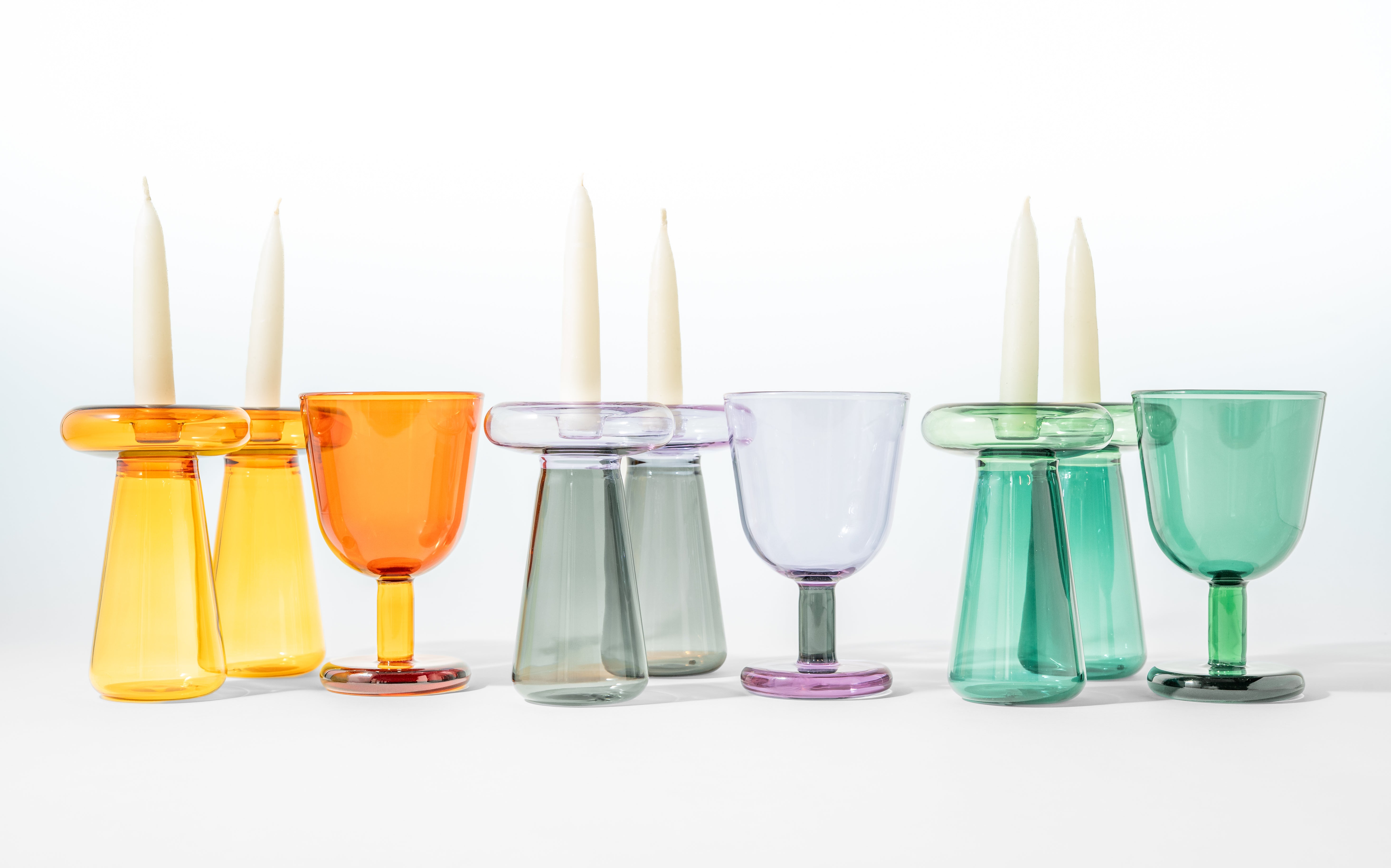 Shabbat Set — Glass Candlesticks & Kiddush Cup – Shop Tchotchke